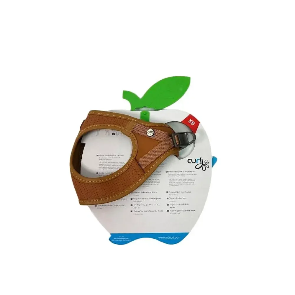NEW! Curli‎ Vegan Apple Leather Clasp Dog Harness Brown XS